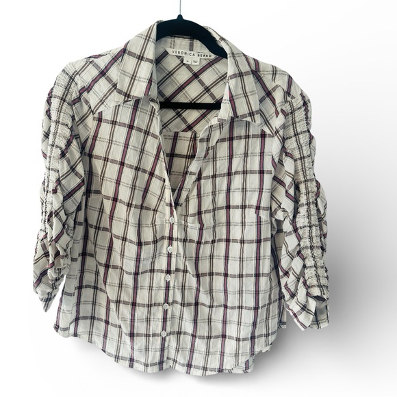 Veronica Beard Porta Plaid Button-Up Top - Picture 6 of 6